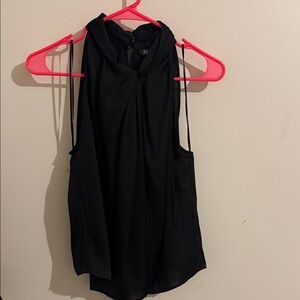 Zara Size large Twisted Front Silk Blouse - Black Satin - Sleeveless CHIC!